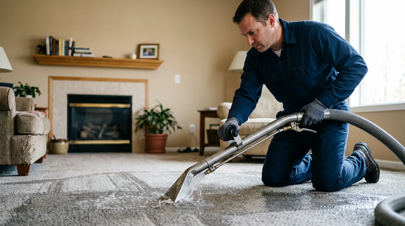 Water damage restoration technician working near Clearlake, WA